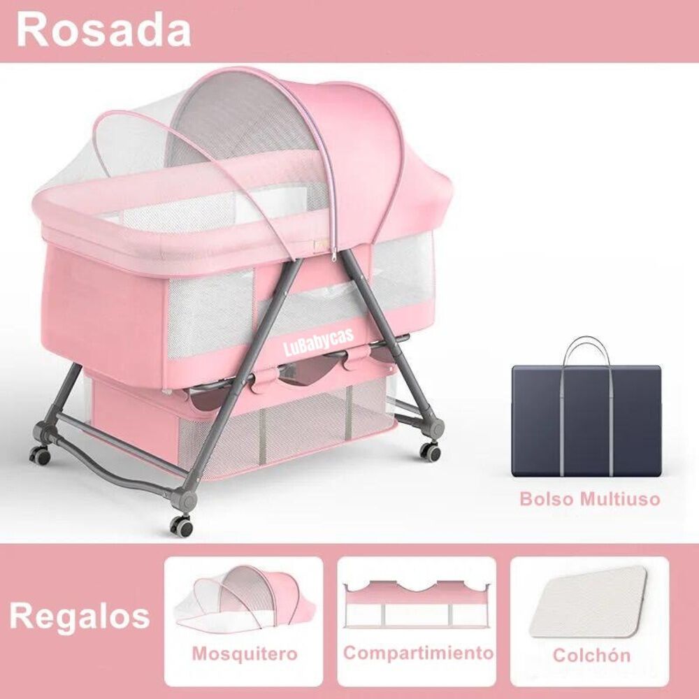 Cuna Beb&eacute; Con Accesorios Rosada By Lubabycas image number 2.0