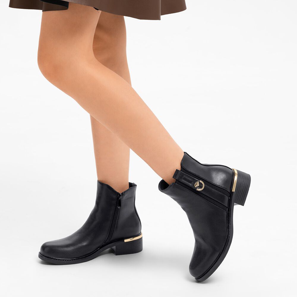 Botin Casual Mujer Eco Cuero Clasico Comodo Weide Hx509 image number 2.0