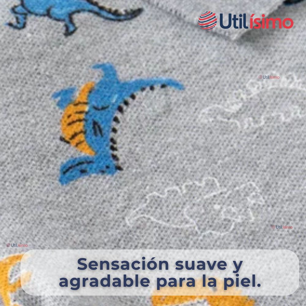 Polera Piqu&eacute; Manga Larga Ni&ntilde;o Con Estampado De Dinosaurios Gris image number 4.0