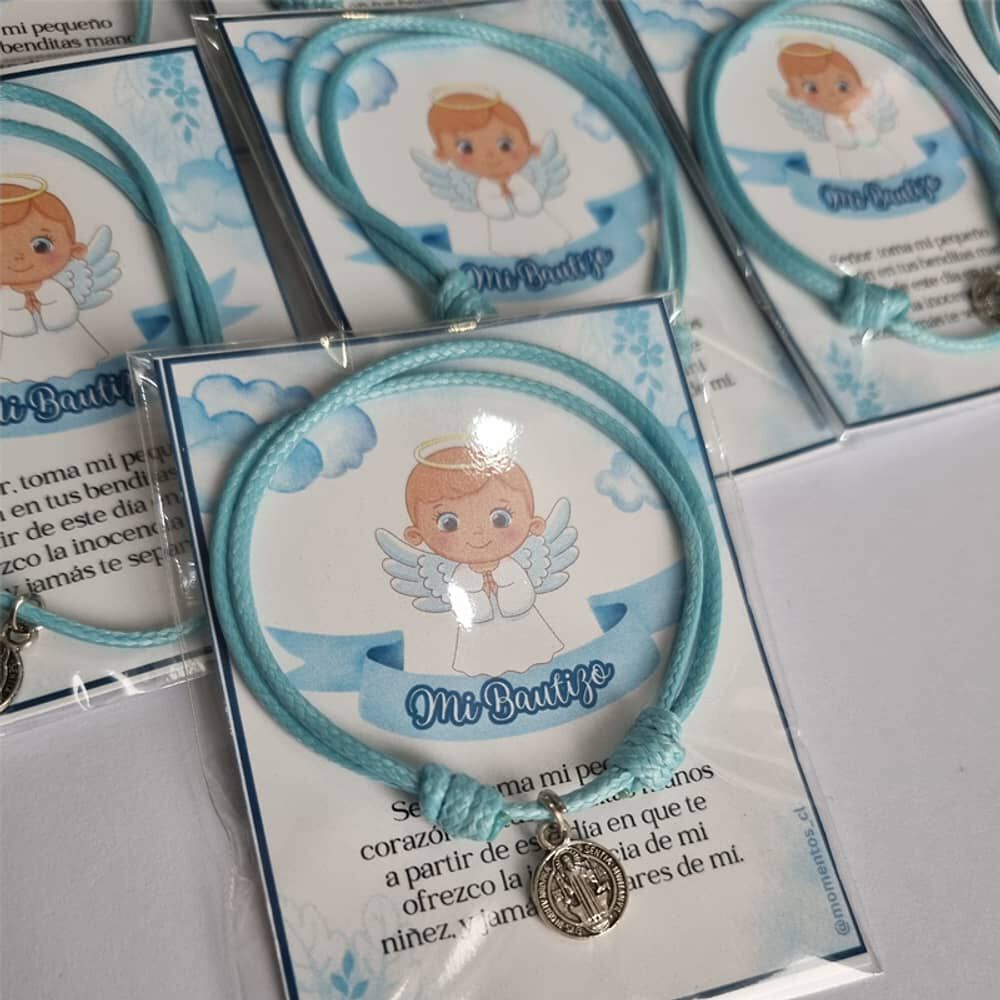 Recuerdos Bautizo Encintados 12 Pulseras Bautismo + Tarjetas image number 1.0