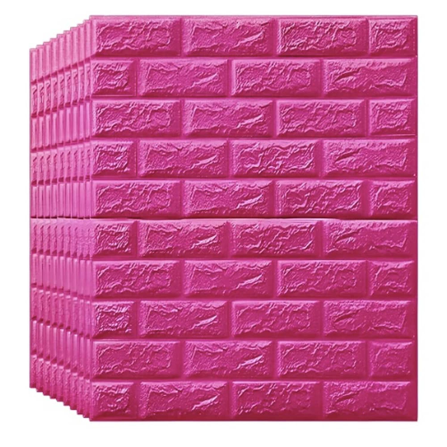 Pack 10 Lamina Papel Mural Autoadhesivo 3d Ladrillo 70x80 Rosado image number 0.0