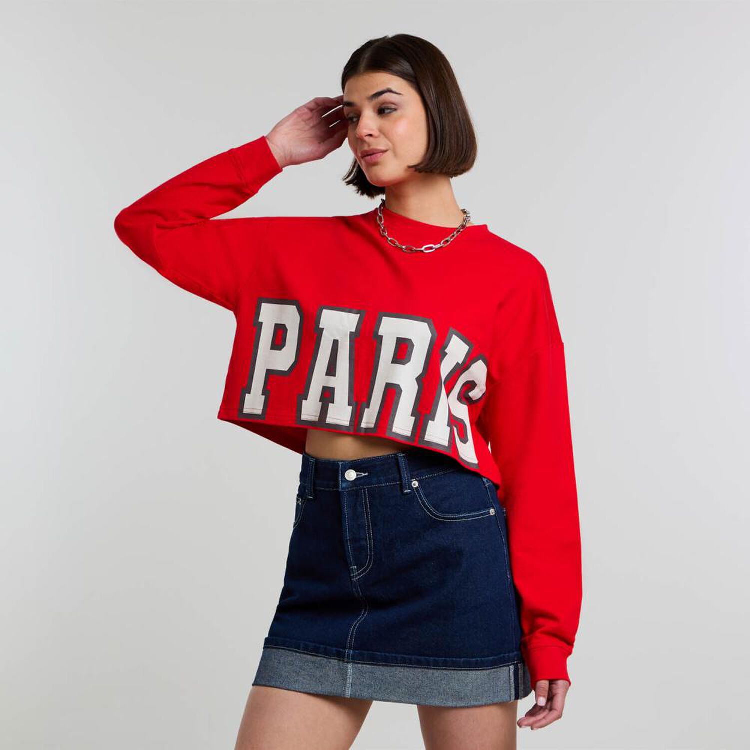 Poler&oacute;n Crop Top Manga Larga Cuello Redondo Mujer Rolly Go image number 2.0