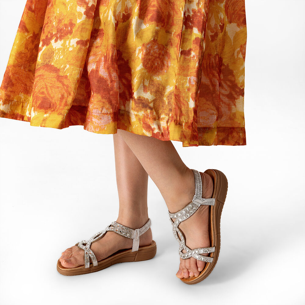 Sandalia Plana Casuales Pedrería Mujer Weide Js76 image number 1.0