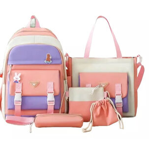 Set Mochila Escolar 5 Piezas De Niña Con Lonchera+estuche