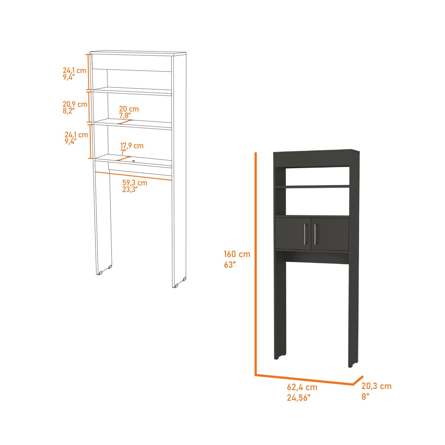Optimizador De Ba&ntilde;o Con 2 Puertas Fm-008n - Negro image number 6.0