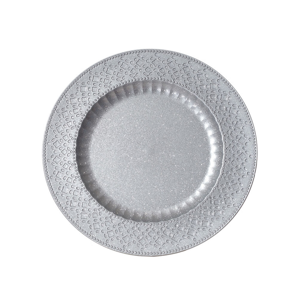 Plato De Navidad Casaideal Circular Bordado Plateado image number 0.0