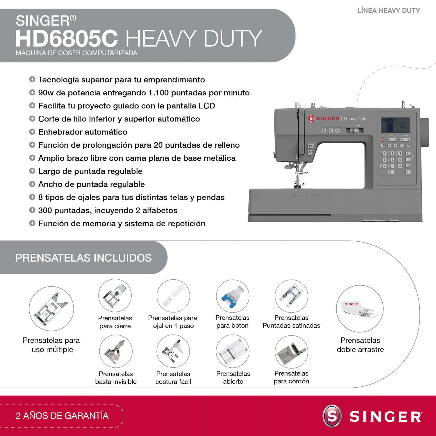 M&aacute;quina De Coser Singer Heavy Duty Hd6805c Computarizada image number 1.0