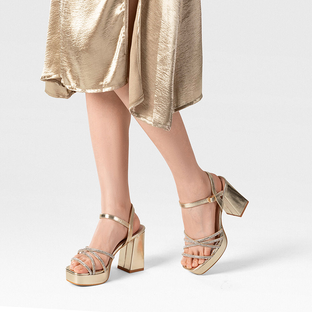 Sandalia Eco Cuero Taco Dorado Fiesta Mujer Weide You205 image number 5.0