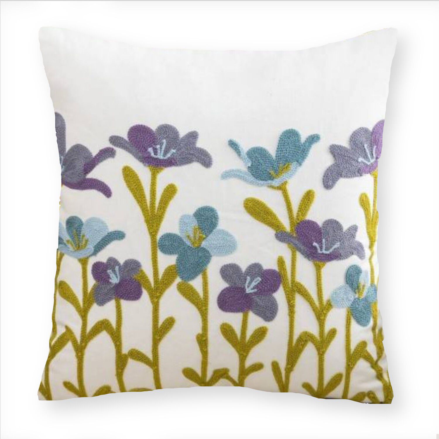 Funda Cojin Bordada 45x45 Cm Lila Celeste image number 0.0