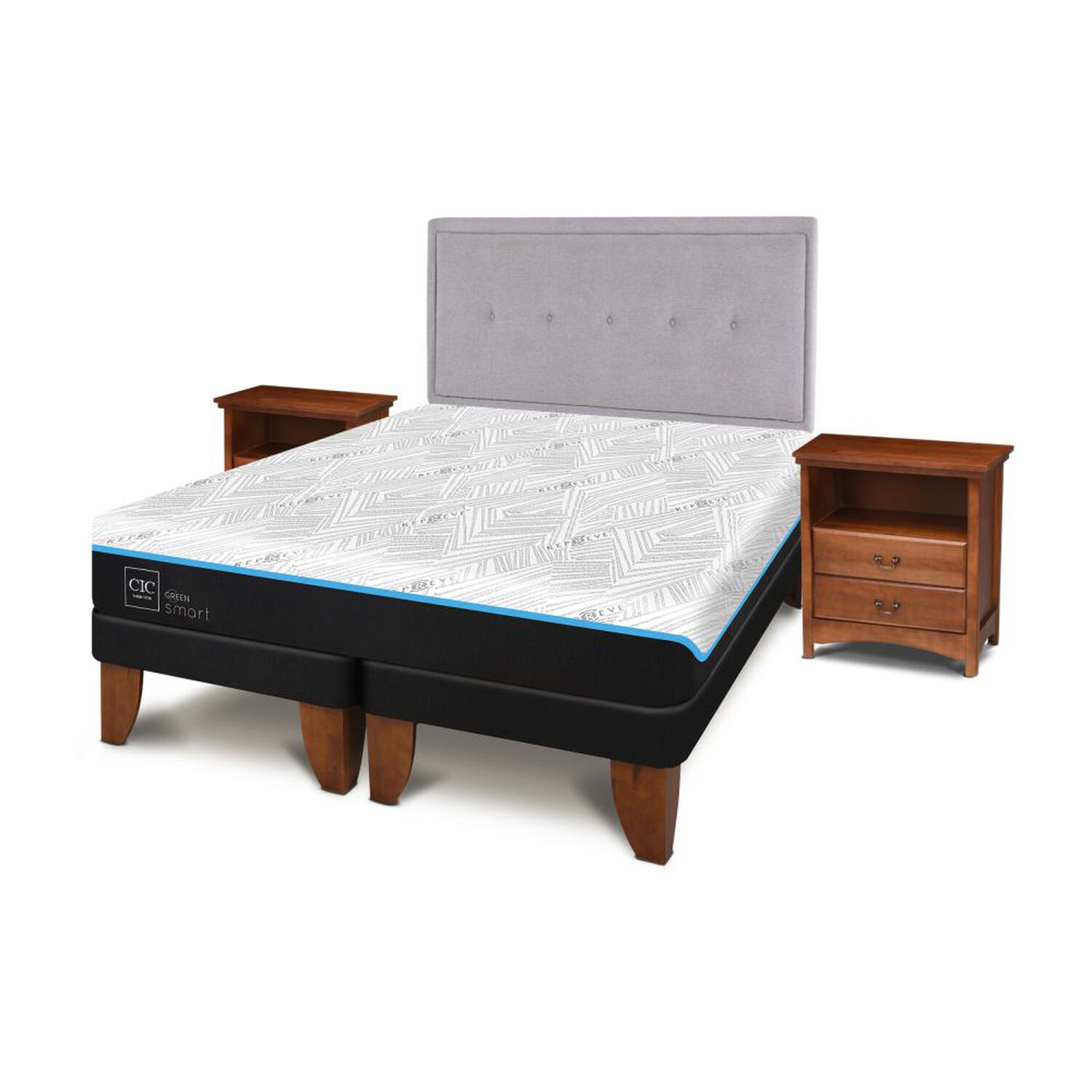 Cama Europea Cic Green Infinity / Base Dividida + Set De Maderas image number 1.0