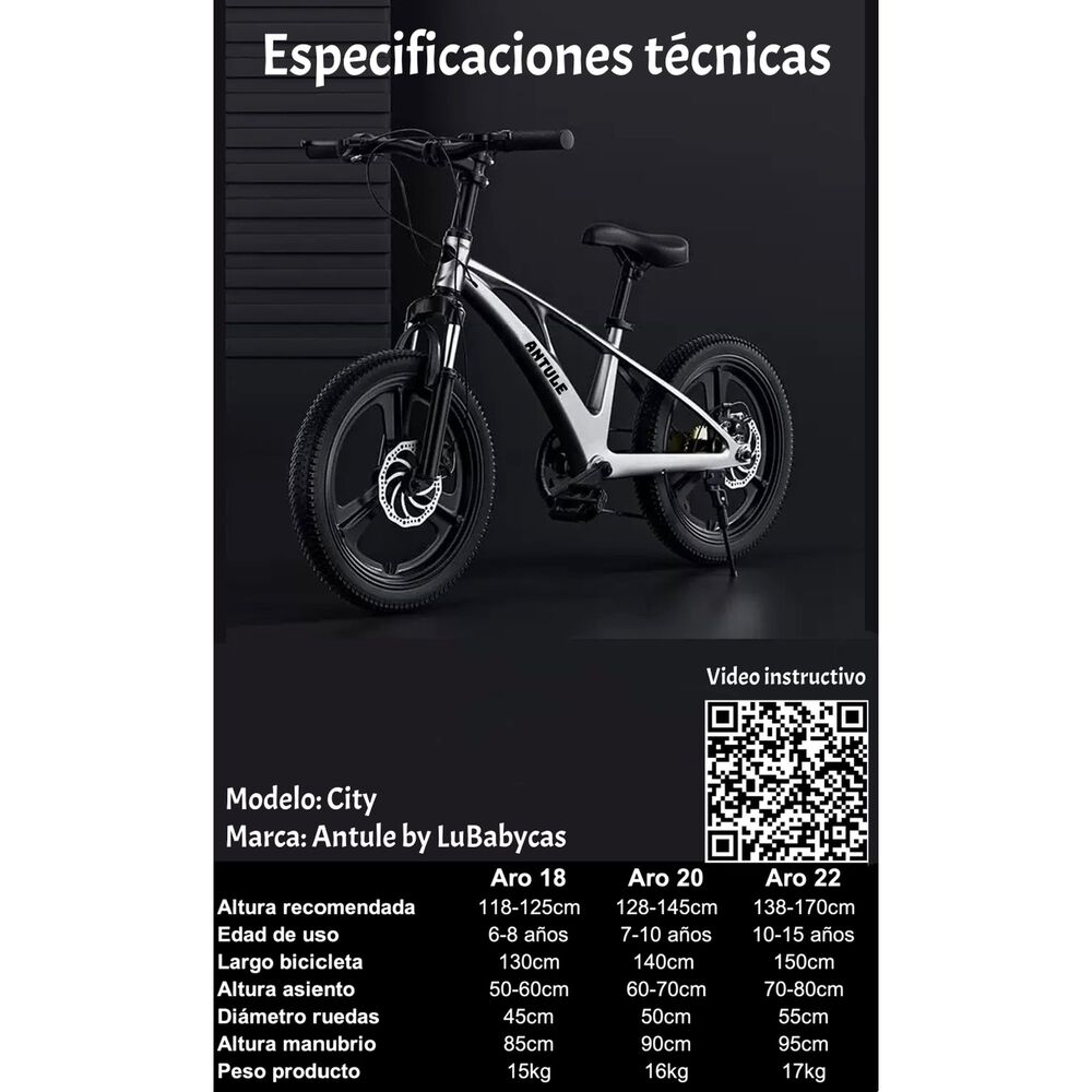 Bicicleta Infantil 10-15 A&ntilde;os Aro 22 City Lubabycas image number 7.0