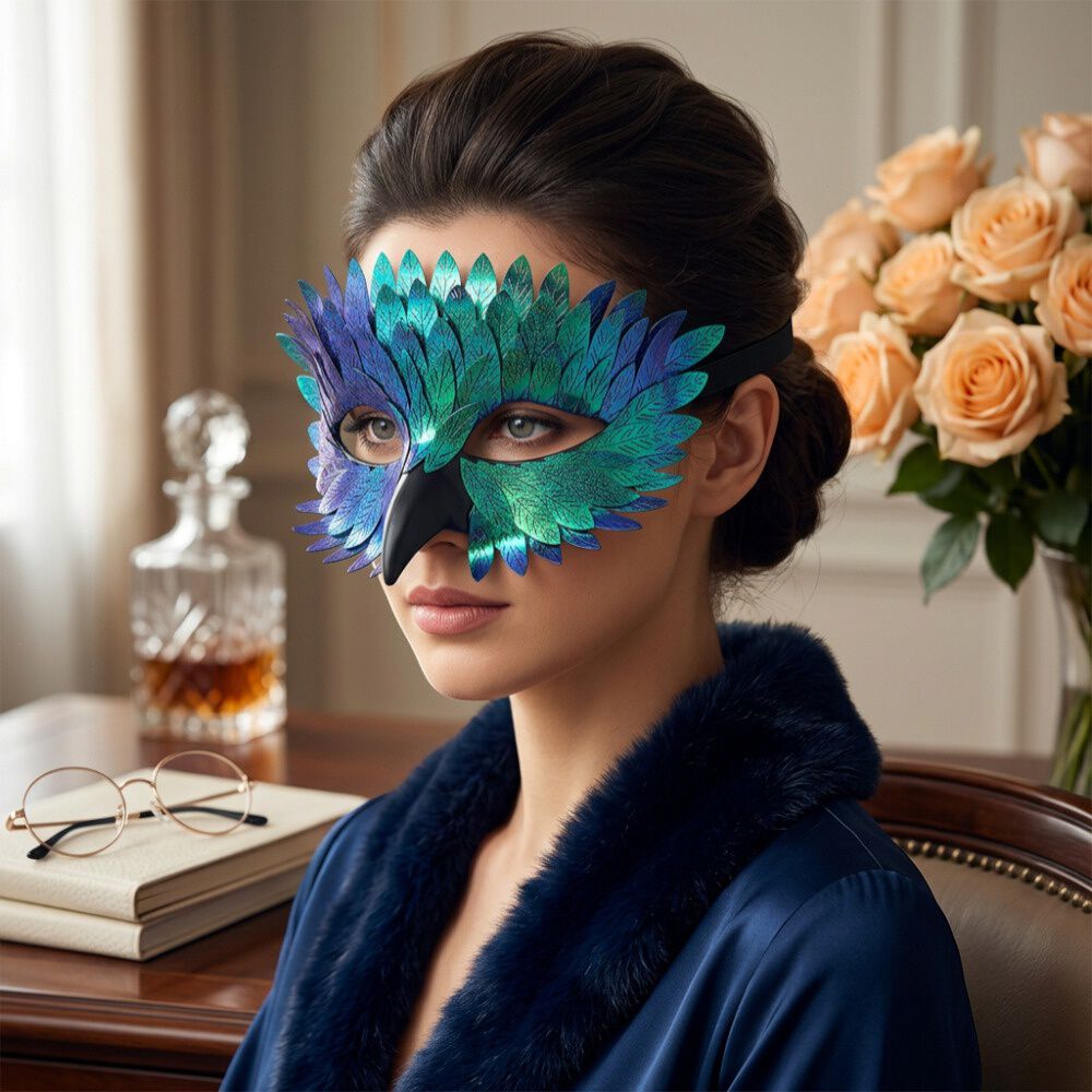 M&aacute;scara Pajaro Ave Plumas Carnaval Veneciano Para Disfraz image number 10.0