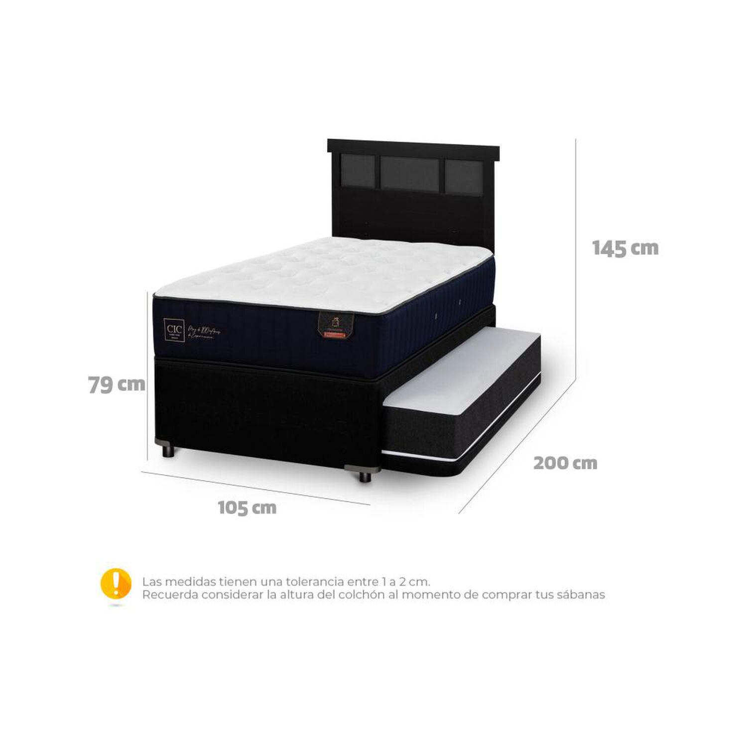 Cama Nido Cic Divan / 1.5 Plazas / Base Funcional + Respaldo image number 2.0
