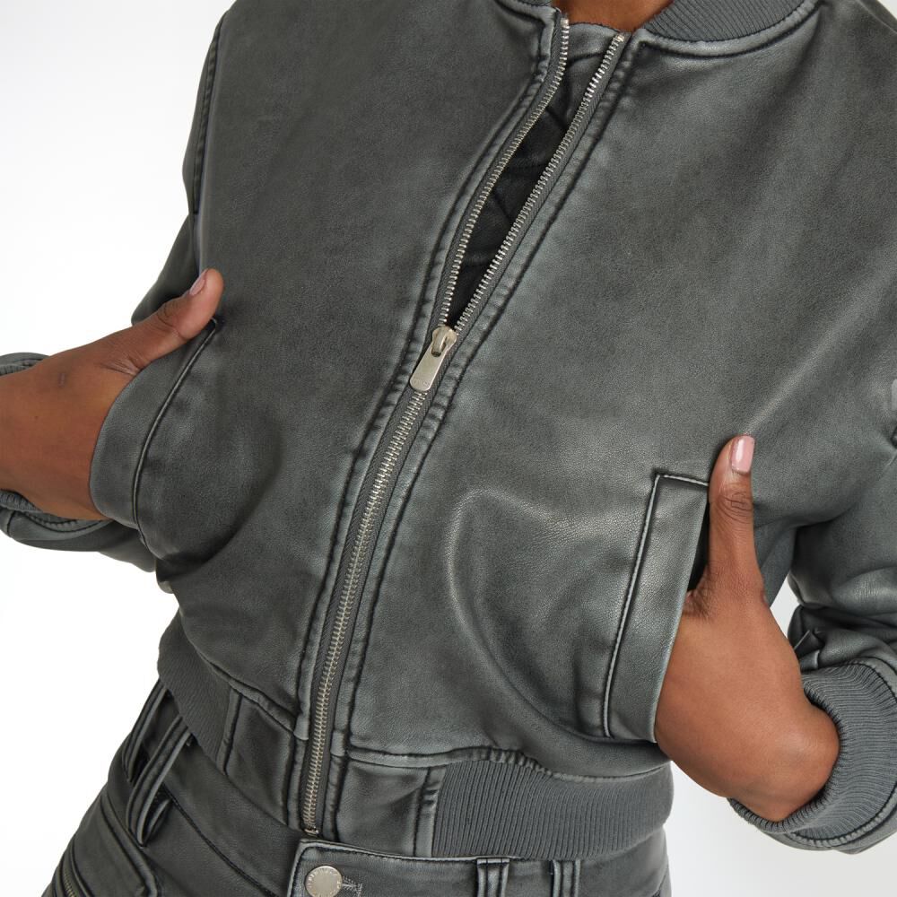 Chaqueta Bomber Ecocuero Mujer Rolly Go image number 4.0