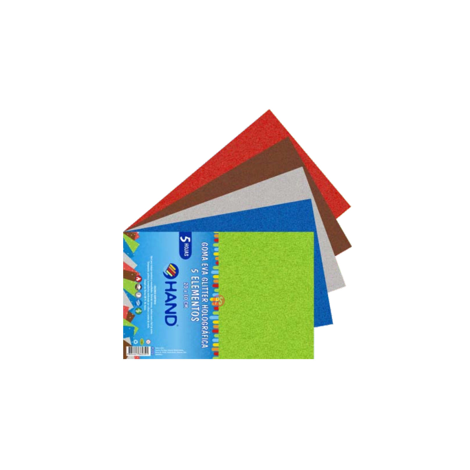 Pack 50 Hojas Goma Eva Glitter Hologr&aacute;fica 20x30cms Colores - Ps image number 1.0