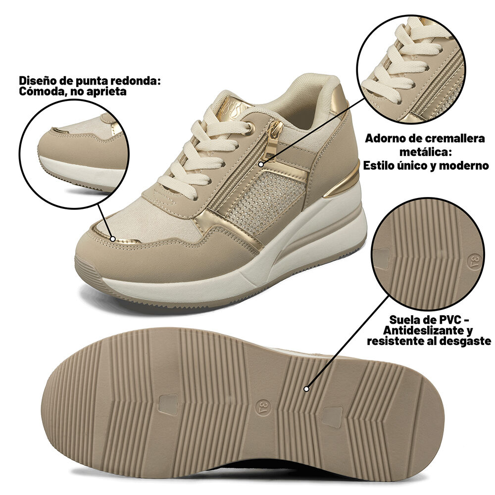 Zapatilla Deportiva Taco Cuña Malla Mujer Weide Jll61 image number 8.0