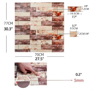 Pack 10 Lamina Papel Mural Autoadhesivo 3d Ladrillo Marmolado