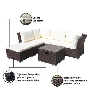 Juego Living Terraza Fresno Chocolate 5 Personas
