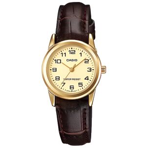 Reloj Casio De Mujer Cuero Ltp-v001gl-9budf Golden Edition