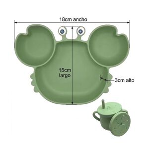 Set Alimentacion Bebe Silicona Plato Cangrejo