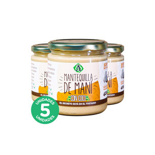 Pack 5, Mantequilla De Man&iacute; Con Coco Vegana 420gr