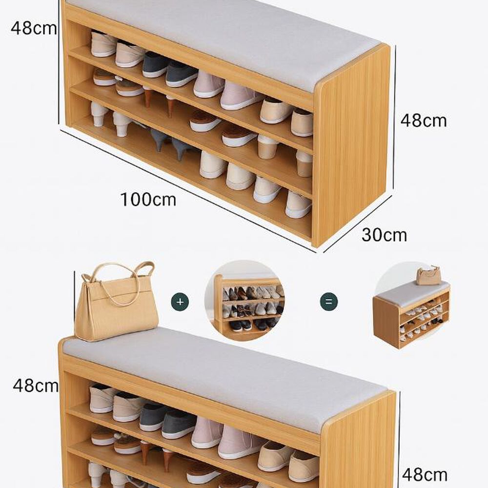 Banco Zapatero 3 Niveles Con Cojín Y Almacenamiento Oculto image number 2.0