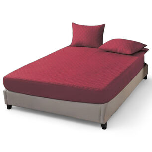 Funda Cubre Colch&oacute;n 1.5 Plazas Impermeable + 1 Funda Almohada Burdeo