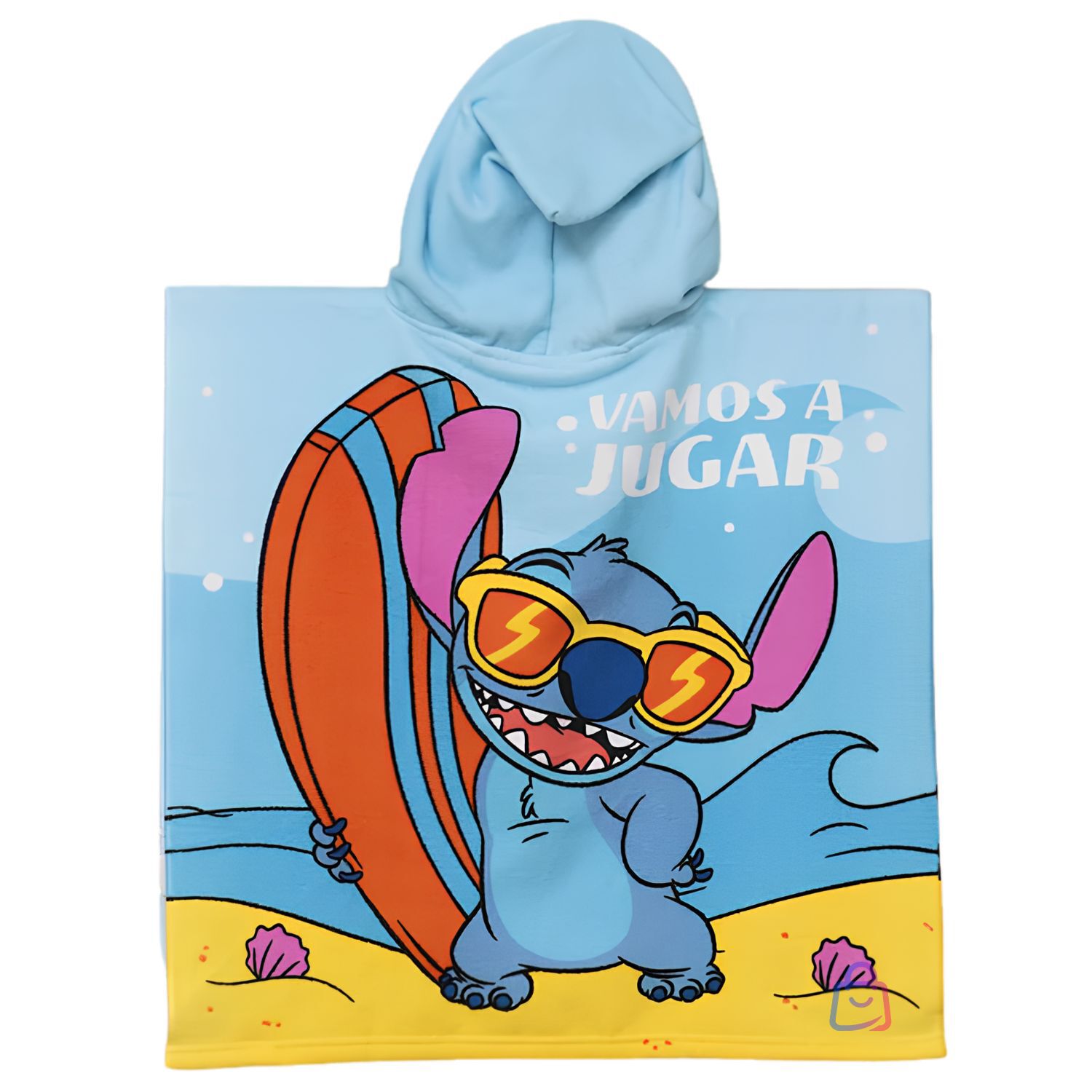 Toalla Stitch Surf Con Capucha Microfibra Playa 60x60 - Ps image number 1.0