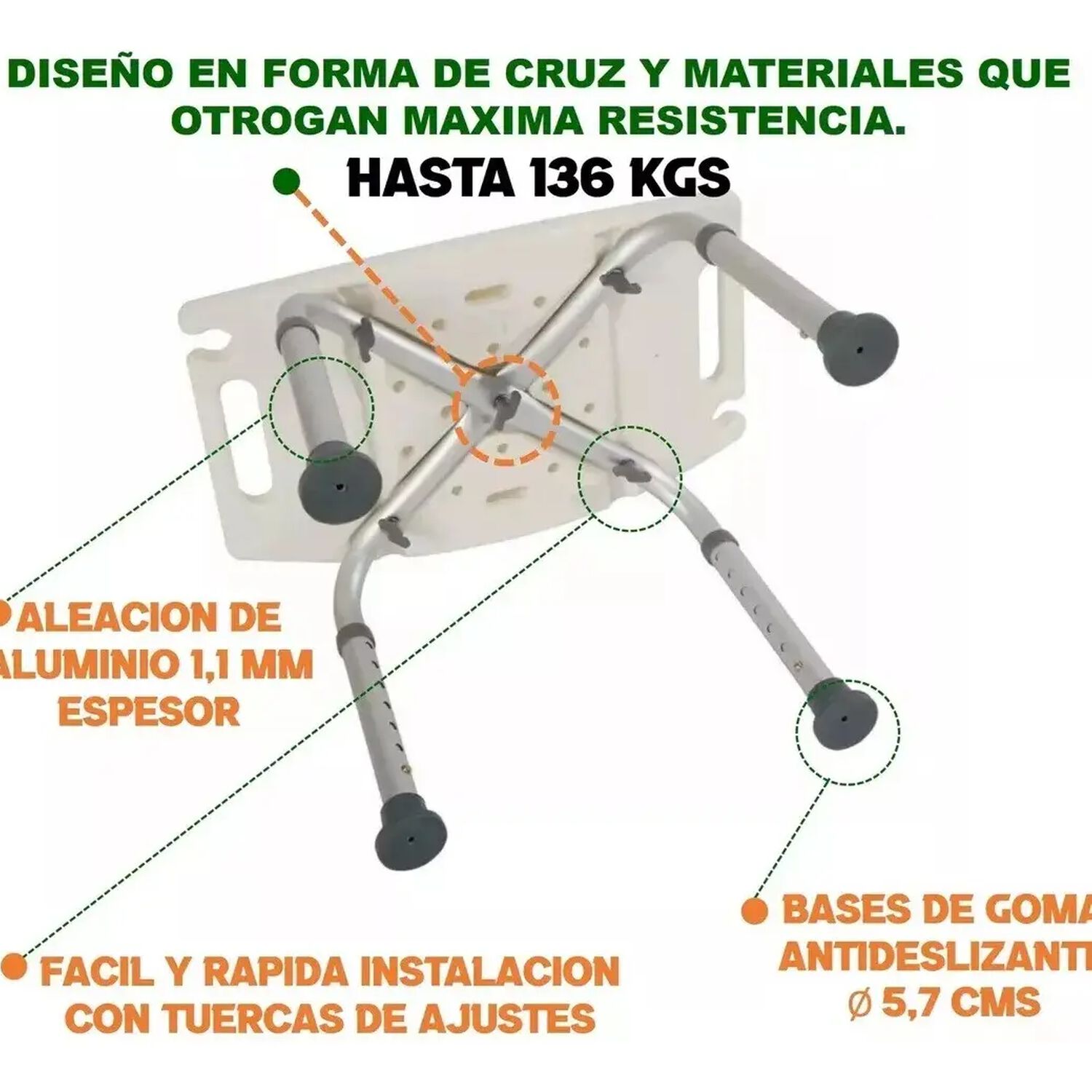Asiento Seguridad Ducha Regulable Taumm Blanco image number 5.0