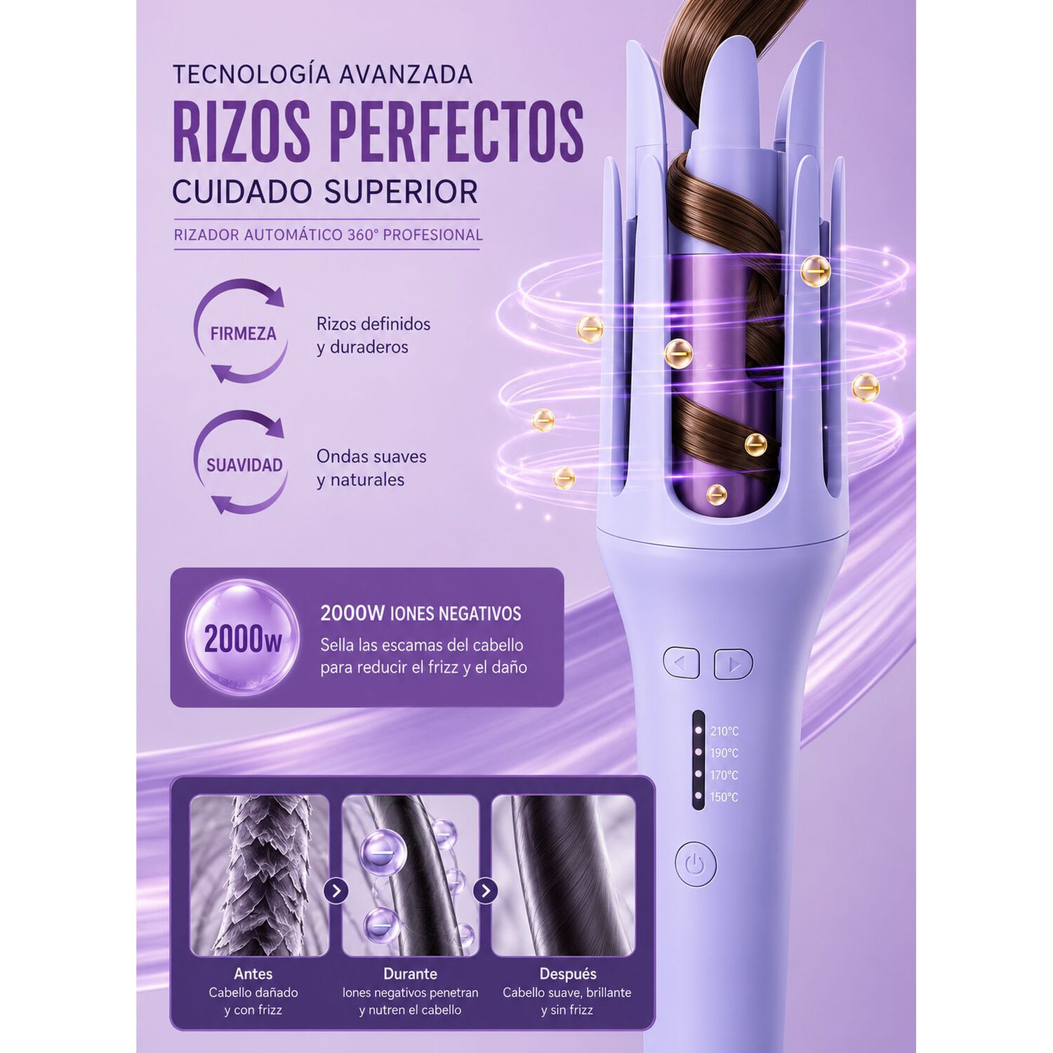 Rizador Autom&aacute;tico Giratorio 360&deg; Con Control De Temperatura image number 7.0