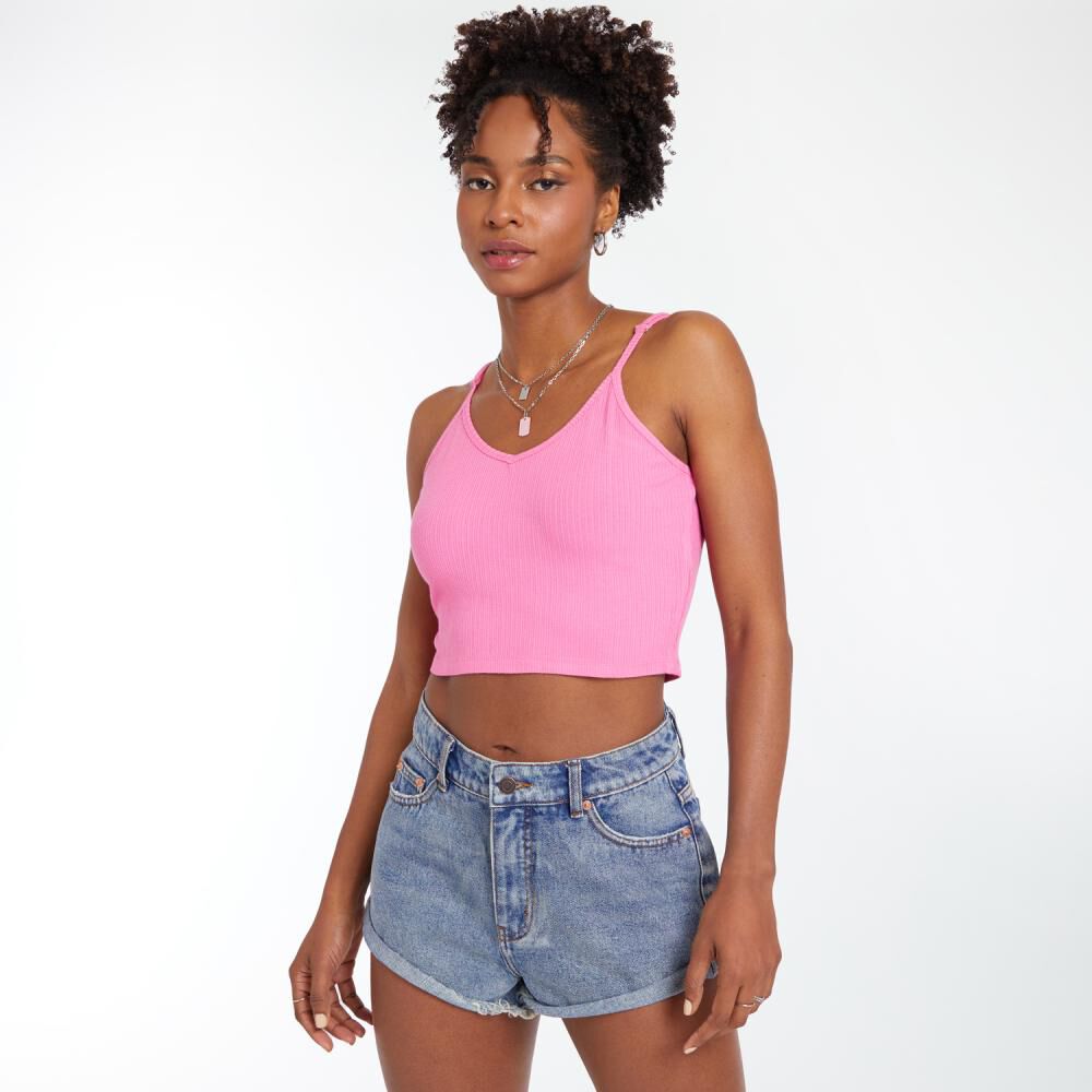 Polera Crop Sin Mangas Cuello V Mujer Rolly Go image number 2.0