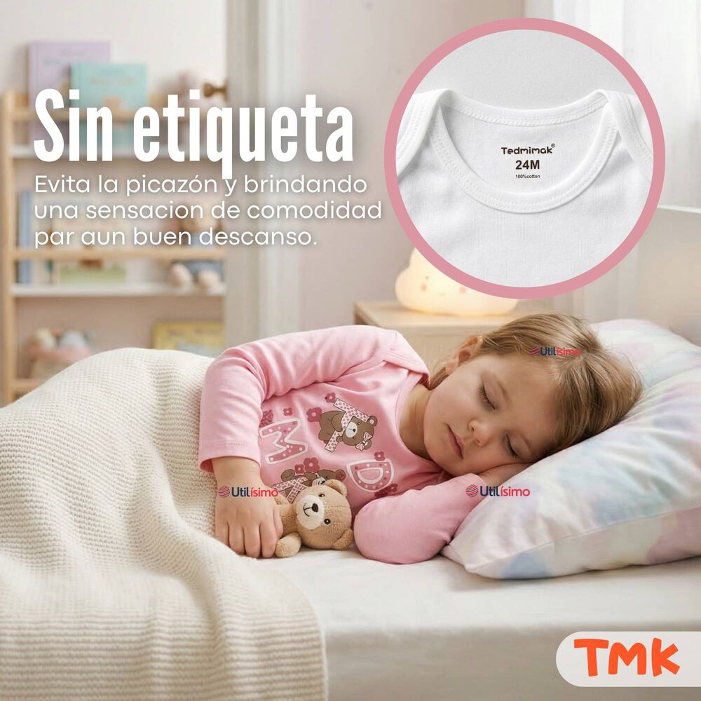 Pack 5 Bodys Manga Larga 100% Algod&oacute;n Beb&eacute; Ni&ntilde;a Sweet And Wild image number 7.0