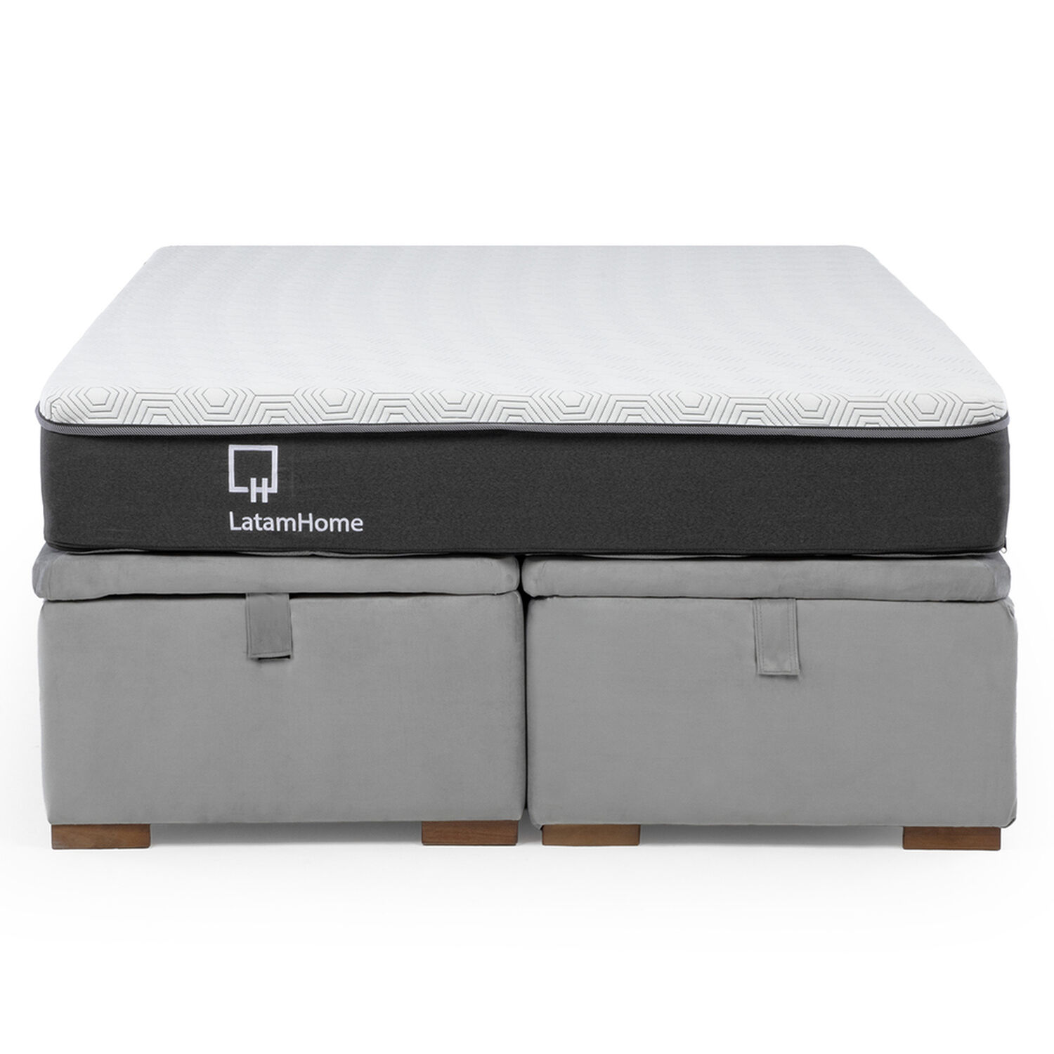 Cama Funcional Boxet 2 Plazas Base Dividida Colchon Resortes New Top Funda Lavable Gris image number 3.0