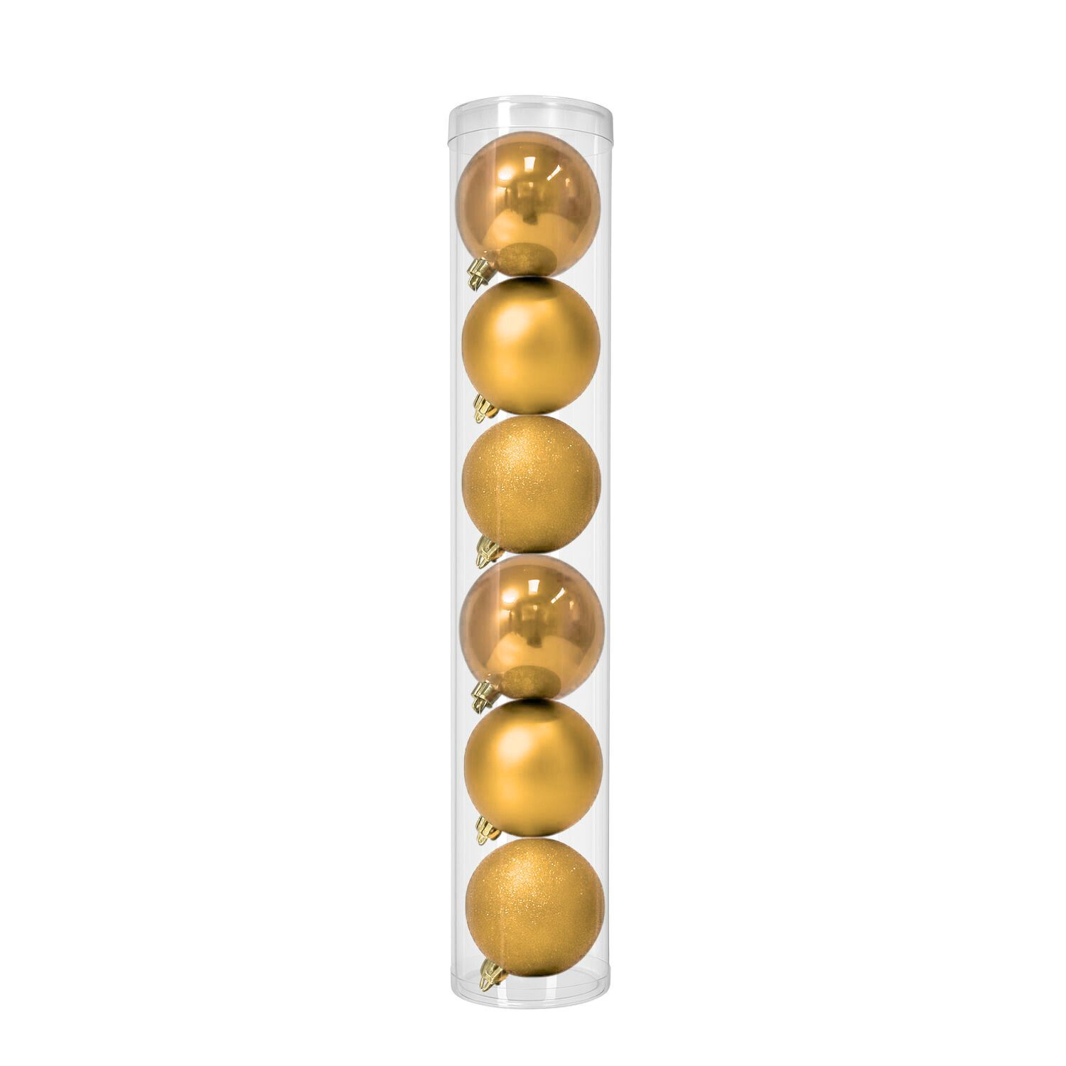 6 Esferas Navide&ntilde;as Bambalinas 10 Cm Dorado Bolas Decoracion image number 0.0