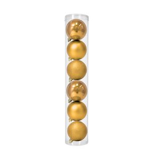 6 Esferas Navide&ntilde;as Bambalinas 10 Cm Dorado Bolas Decoracion