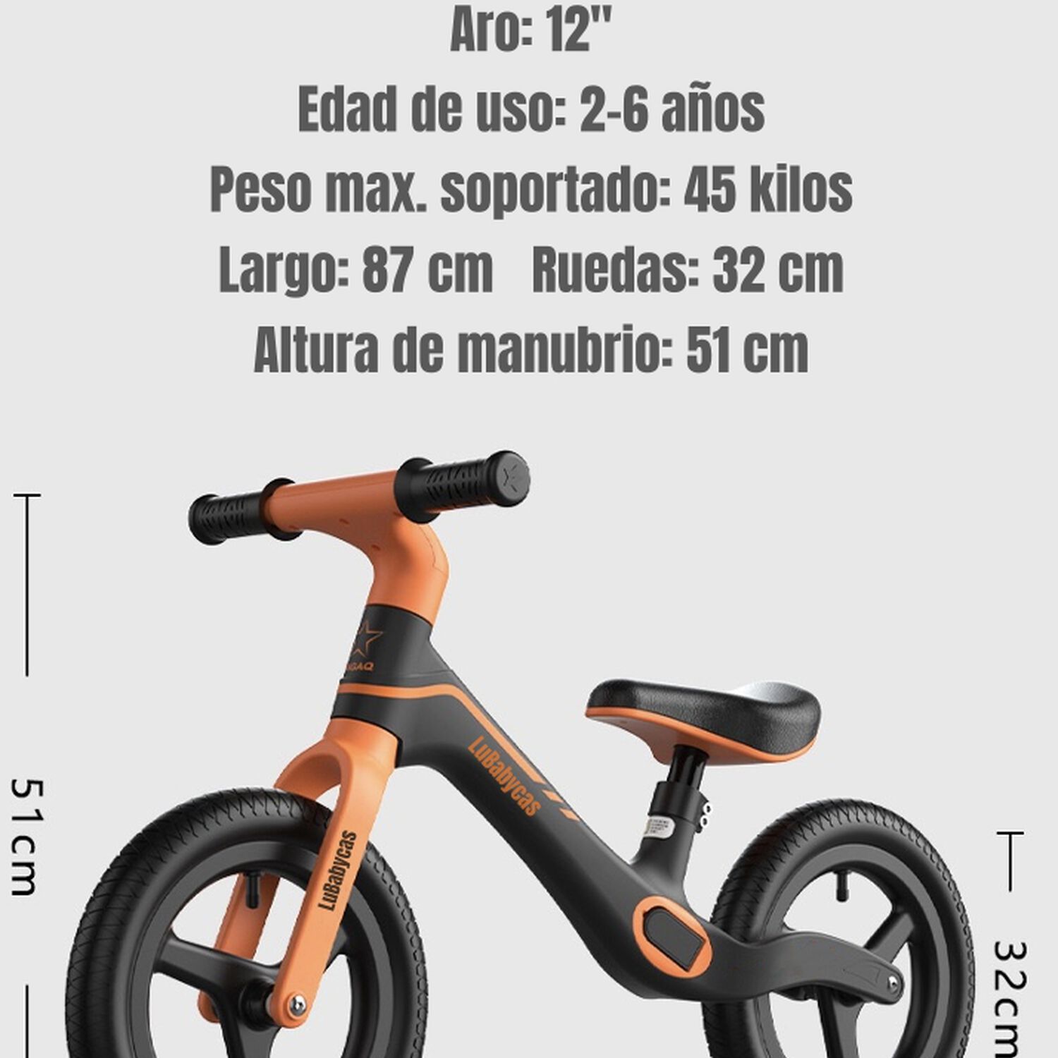 Bicicleta De Equilibrio 2-6 A&ntilde;os Aro 12 Lubabycas Roja image number 1.0