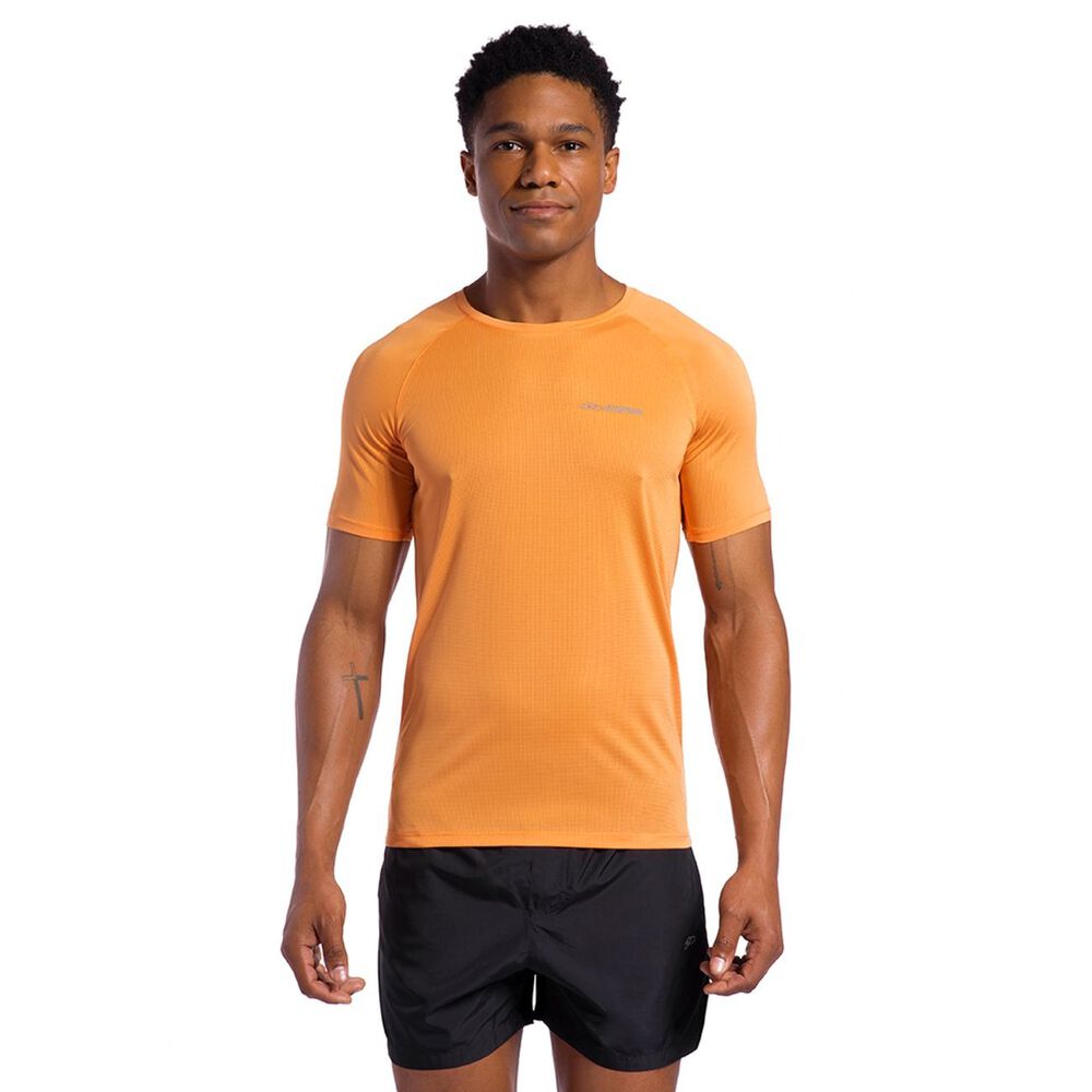 Polera Runner Manga Corta Naranja Hombre image number 0.0