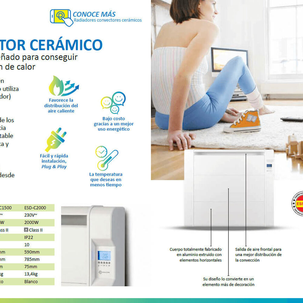 Calefactor Radiador Cerámico Ecoslim 2000w Primaterm image number 8.0