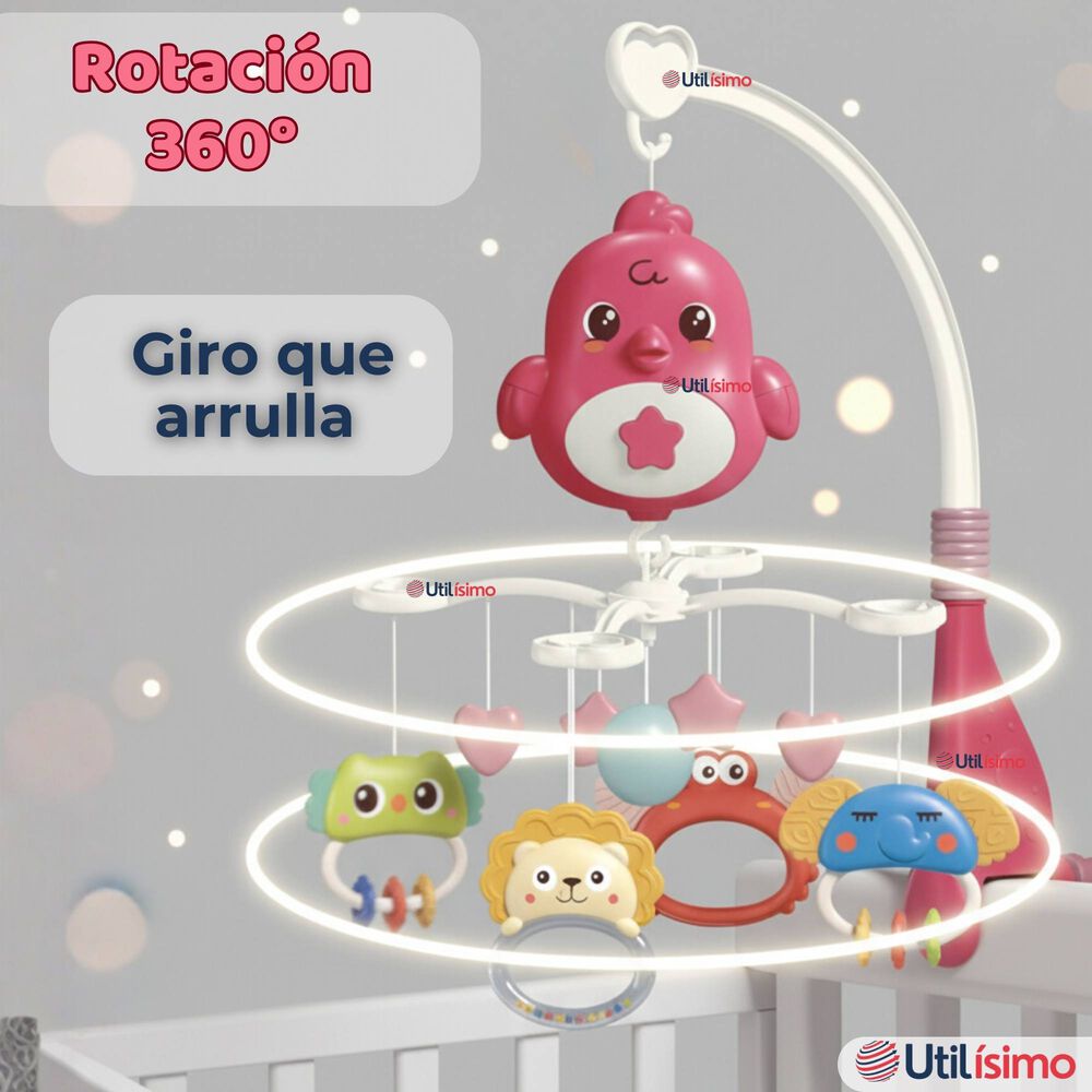 M&oacute;vil Giratorio Musical Proyector Beb&eacute; Ni&ntilde;a Rosado image number 6.0