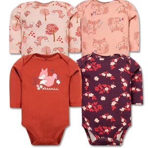 Pack 4 Bodys Ni&ntilde;a Manga Larga Tedmimak 100% Algod&oacute;n Delicate Floral