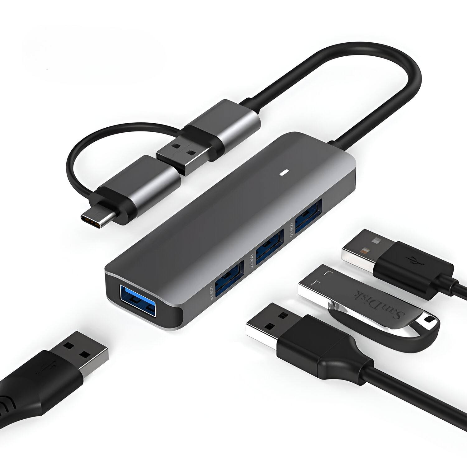 Hub Usb 3.0 + Adaptador Type-c 5 Gbps Tecmaster Tm-100543 image number 2.0
