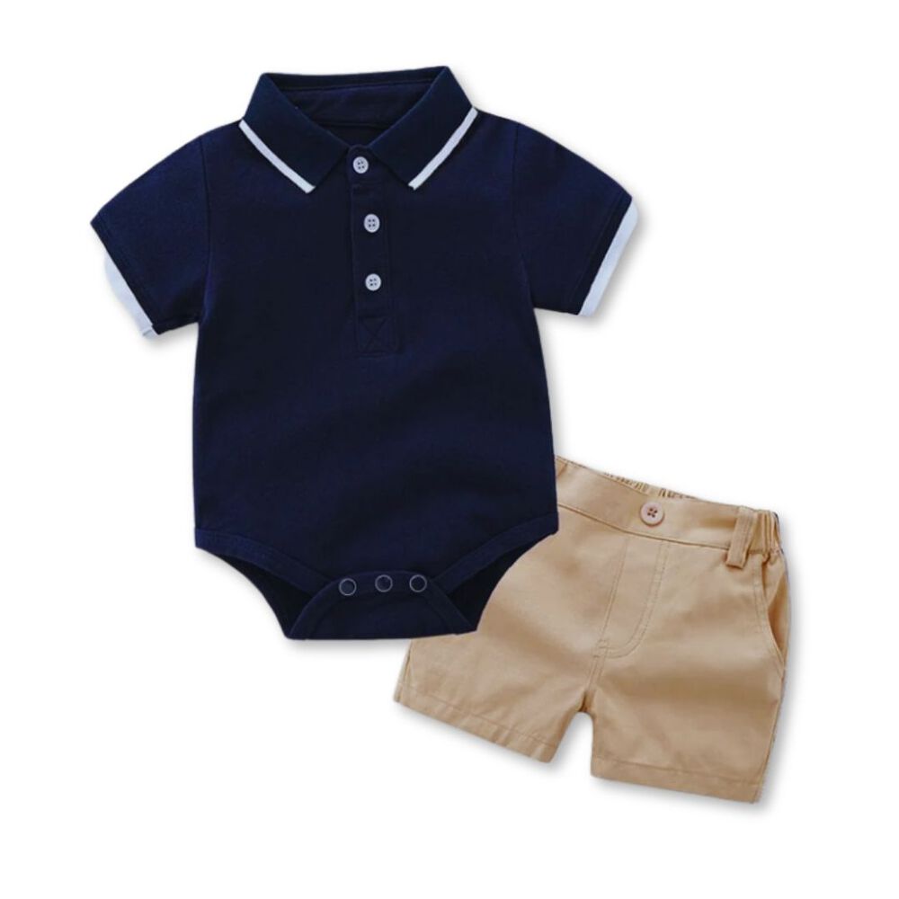 Conjunto Bebé Niño Body Estilo Pique Y Pantalón Corto 6 A 24 Meses Dark Blue image number 0.0