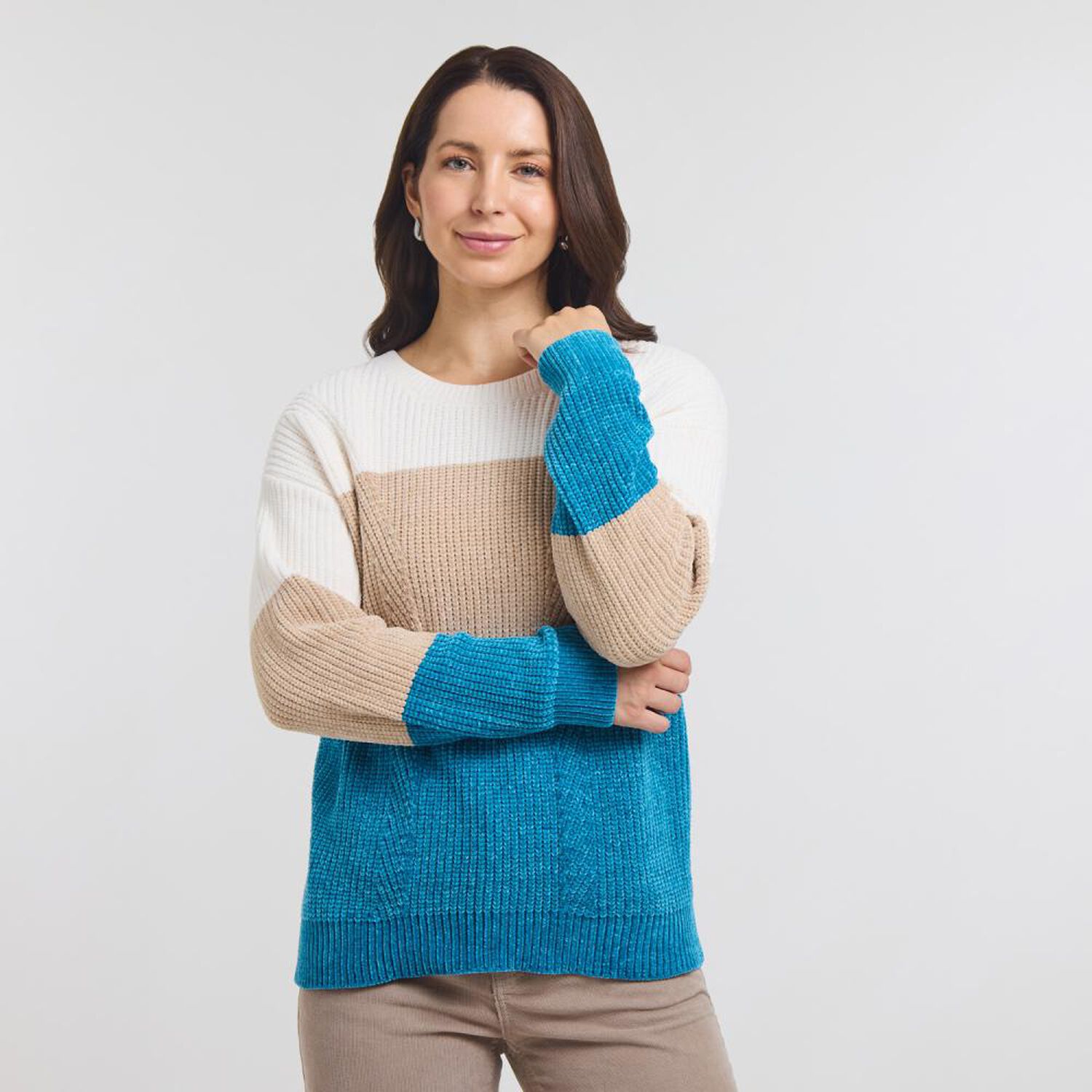 Sweater Chenille Bloques Manga Larga Cuello Alto Mujer Geeps image number 0.0