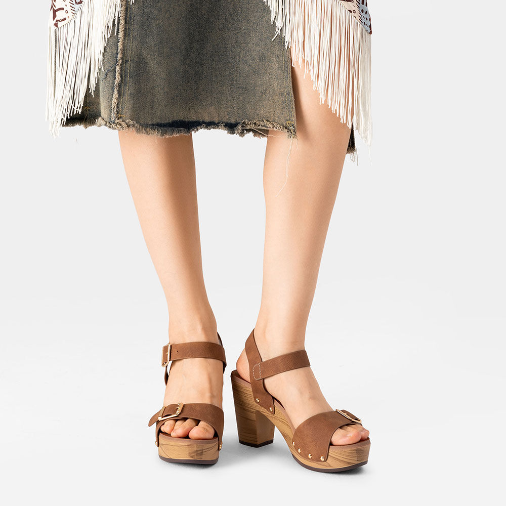 Sandalias Taco Casual Camel Mujer Weide Js58 image number 1.0