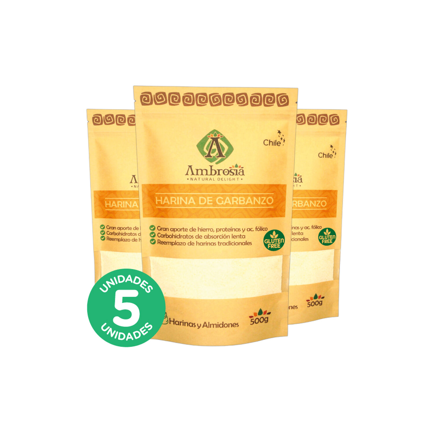 Pack 5, Harina De Garbanzo Libre De Gluten Y Vegana 500gr. image number 0.0
