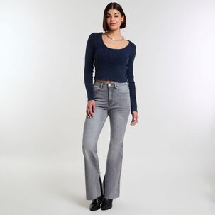 Jeans Tiro Medio Flare Mujer Rolly Go Jeans Tiro Medio Flare Mujer Rolly Go