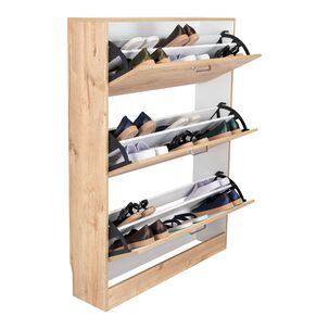 Zapatero 3 Cajones Amplios Fm-002c Caf&eacute; Claro Blanco