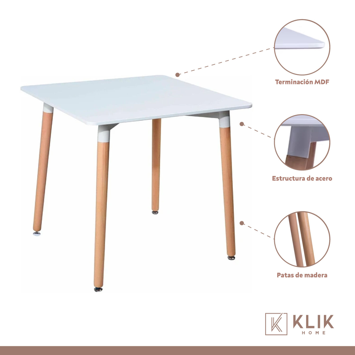 Comedor Mesa Eames Cuadrada Blanca + 4 Sillas Eames Negras image number 2.0
