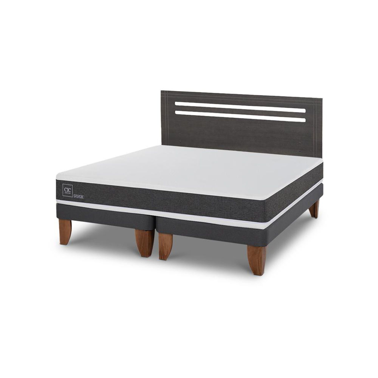Cama Europea Cic Ortopedic / 2 Plazas / Base Dividida + Respaldo image number 1.0