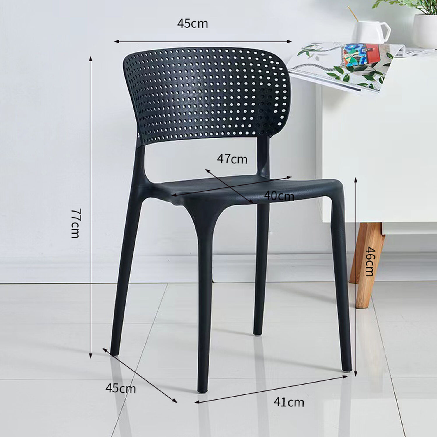 Pack 4 Silla Escritorio Apilable Negras image number 1.0